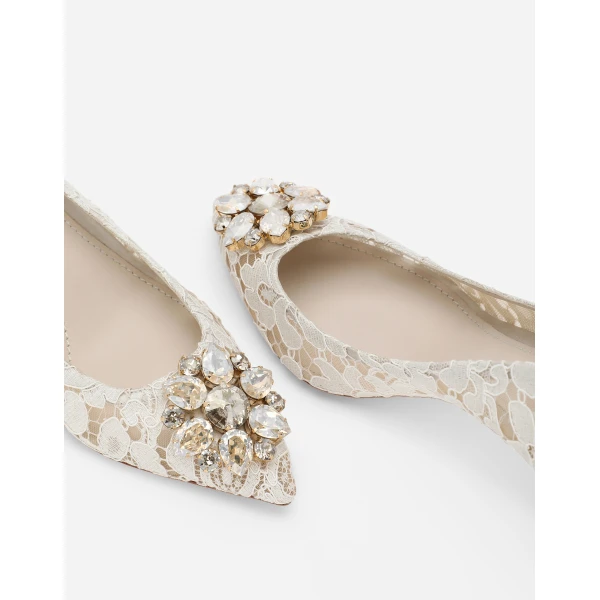 White Dolce & Gabbana Pump in Taormina lace with crystals, view 6 | Heels