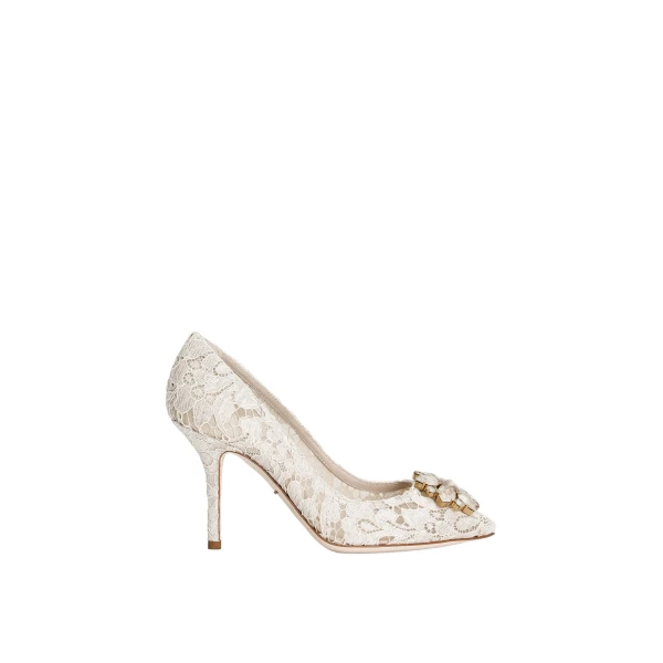 White Dolce & Gabbana Pump in Taormina lace with crystals | Heels