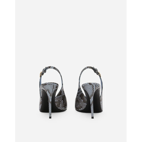 Light Blue Dolce & Gabbana Python skin slingbacks, view 3 | Heels