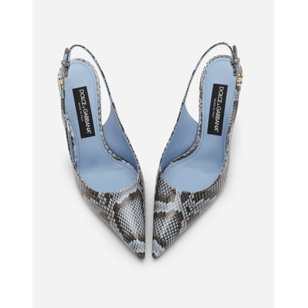 Light Blue Dolce & Gabbana Python skin slingbacks, view 5 | Heels