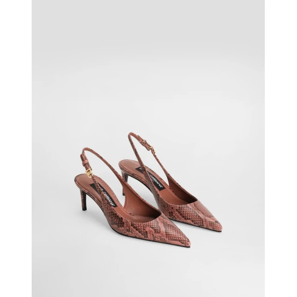 Pink Dolce & Gabbana Python skin slingbacks, view 2 | Heels