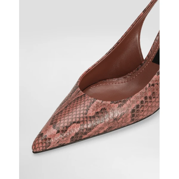 Pink Dolce & Gabbana Python skin slingbacks, view 4 | Heels