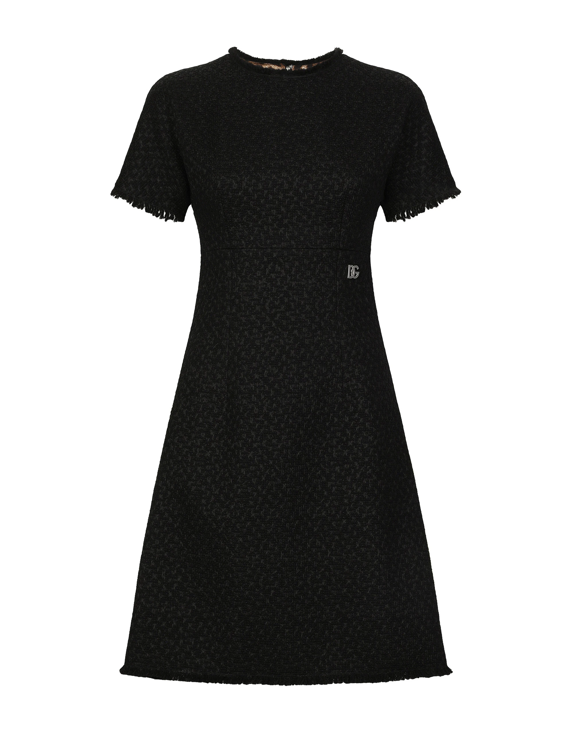 Dolce & Gabbana Raschel tweed midi dress with DG logo