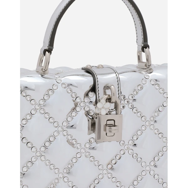Silver Dolce & Gabbana Resin Dolce Box bag with rhinestones, view 5 | Totes & Top-Handle Bags