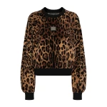 Multicolour Dolce & Gabbana Round-neck chenille sweatshirt with jacquard leopard design | Shirts