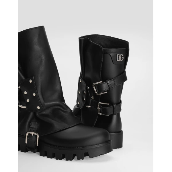 Black Dolce & Gabbana Rubber and calfskin ankle boots, view 4 | Boots