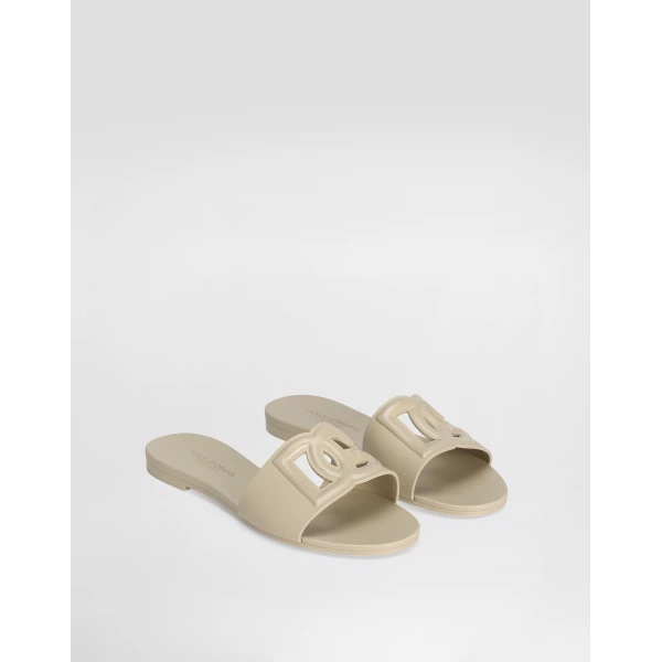 Beige Dolce & Gabbana Rubber beachwear sliders, view 2 | Flip Flops & Slides