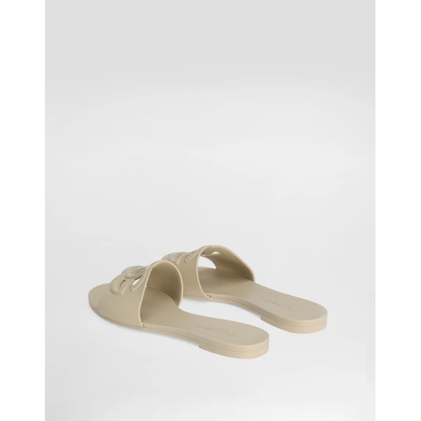 Beige Dolce & Gabbana Rubber beachwear sliders, view 3 | Flip Flops & Slides