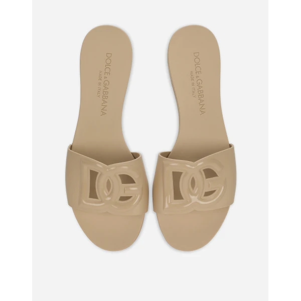 Beige Dolce & Gabbana Rubber beachwear sliders, view 5 | Flip Flops & Slides