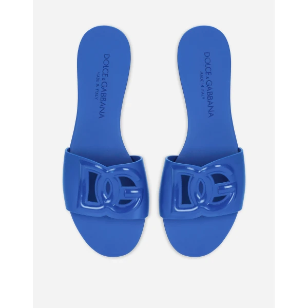 Blue Dolce & Gabbana Rubber beachwear sliders, view 4 | Flip Flops & Slides