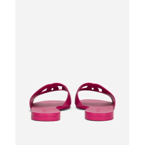 Fuchsia Dolce & Gabbana Rubber beachwear sliders, view 3 | Flip Flops & Slides