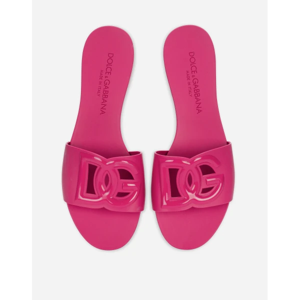 Fuchsia Dolce & Gabbana Rubber beachwear sliders, view 4 | Flip Flops & Slides