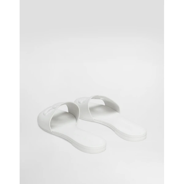 White Dolce & Gabbana Rubber beachwear sliders, view 3 | Flip Flops & Slides