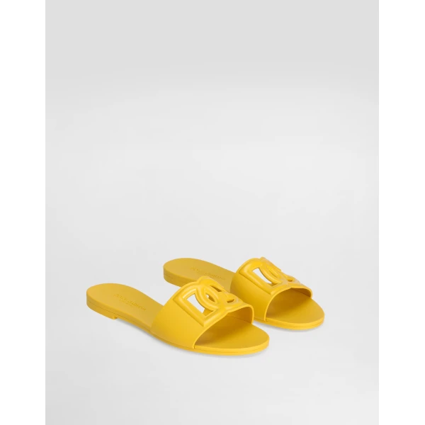 Yellow Dolce & Gabbana Rubber beachwear sliders, view 2 | Flip Flops & Slides
