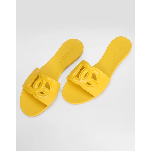 Yellow Dolce & Gabbana Rubber beachwear sliders, view 4 | Flip Flops & Slides