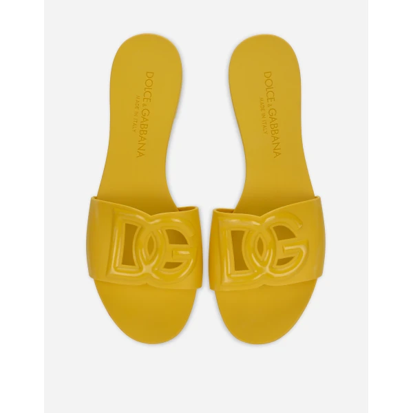 Yellow Dolce & Gabbana Rubber beachwear sliders, view 5 | Flip Flops & Slides
