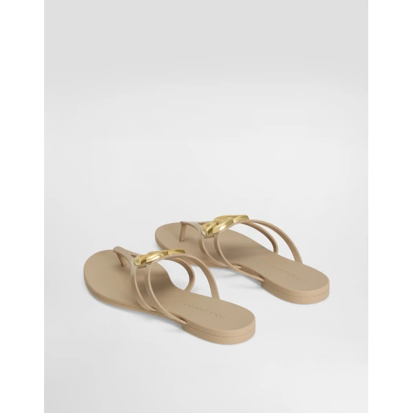 Multicolour Dolce & Gabbana Rubber beachwear slides with logo, view 3 | Flip Flops & Slides