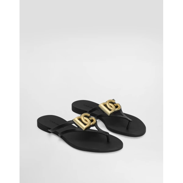 Multicolour Dolce & Gabbana Rubber beachwear slides with logo, view 2 | Flip Flops & Slides