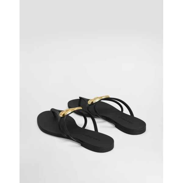 Multicolour Dolce & Gabbana Rubber beachwear slides with logo, view 3 | Flip Flops & Slides