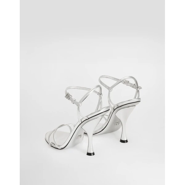 Silver Dolce & Gabbana Sandals in mirror calfskin, view 3 | Sandals