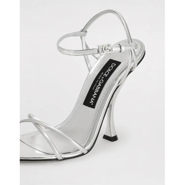 Silver Dolce & Gabbana Sandals in mirror calfskin, view 4 | Sandals