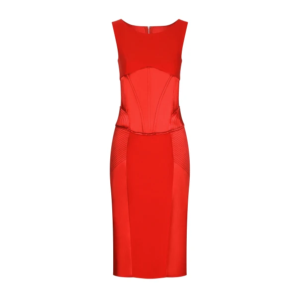 Red Dolce & Gabbana Satin and cady calf-length dress | Midi Dresses