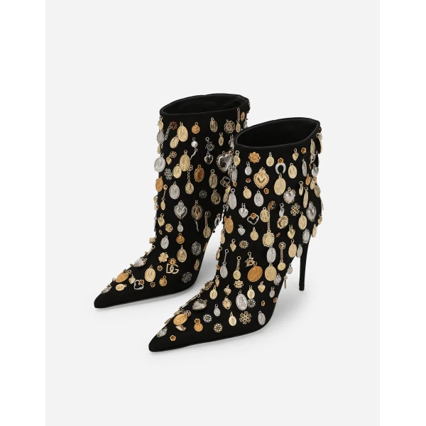 Multicolour Dolce & Gabbana Satin and embroidered ankle boots, view 4 | Boots