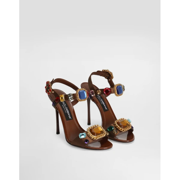 Multicolour Dolce & Gabbana Satin and patent leather keira 2.0 sandals with embellishments, view 2 | Sandals