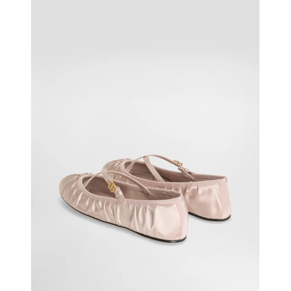 Pale Pink Dolce & Gabbana Satin ballet flats, view 3 | Flats