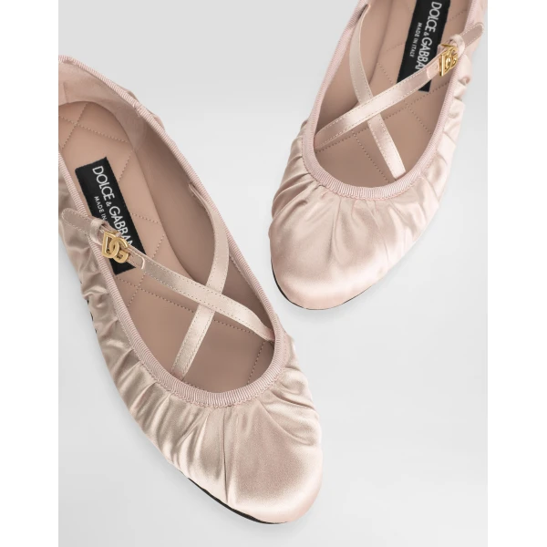 Pale Pink Dolce & Gabbana Satin ballet flats, view 4 | Flats
