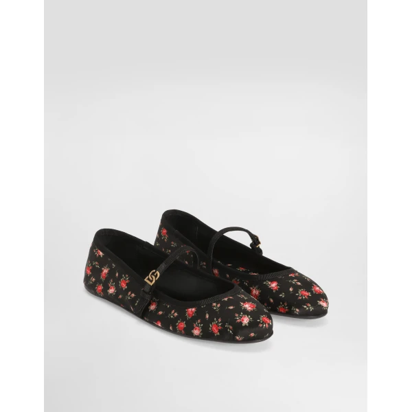 Multicolour Dolce & Gabbana Satin ballet flats with little roses print, view 2 | Flats