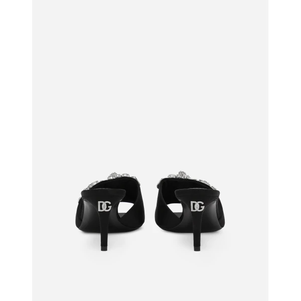 Black Dolce & Gabbana Satin mules with embroidery, view 3 | Mules