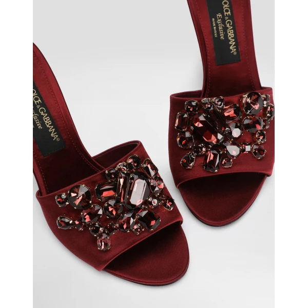 Red Dolce & Gabbana Satin mules with gemstone embellishment, view 5 | Mules