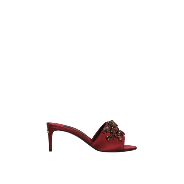 Satin mules with gemstone embellishment