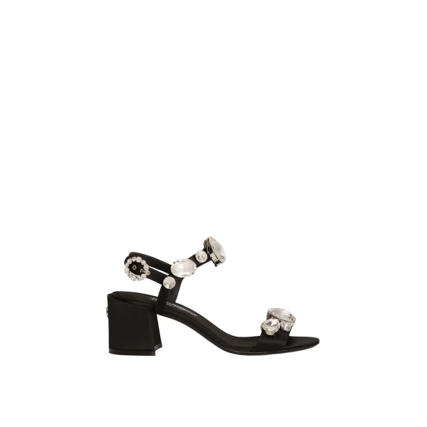 Black Dolce & Gabbana Satin sandals with gemstone embellishment | Sandals