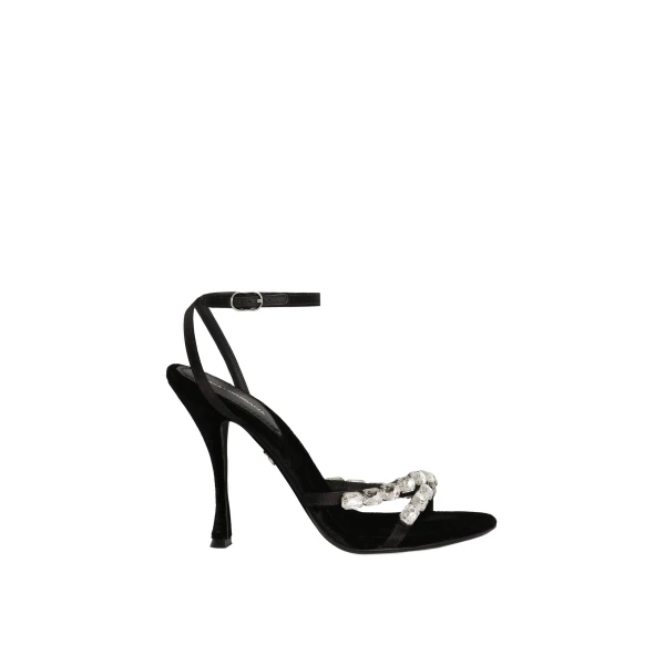 Black Dolce & Gabbana Satin sandals with gemstone embellishment | Sandals
