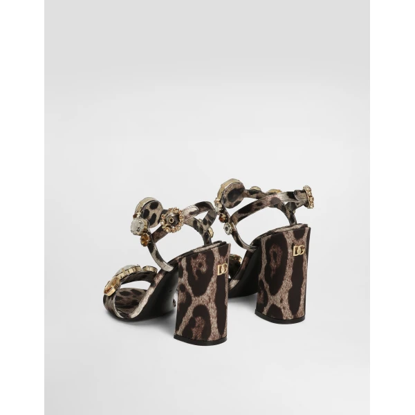 Print Dolce & Gabbana Satin sandals with gemstone embellishment, view 3 | Sandals