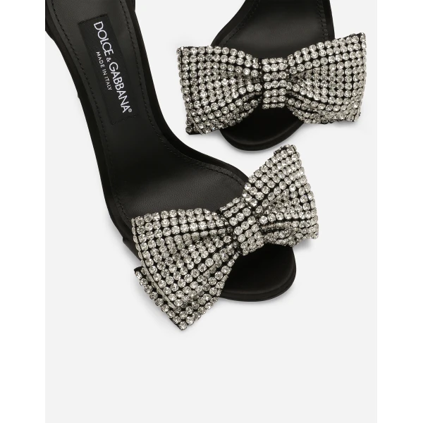 Multicolour Dolce & Gabbana Satin sandals with rhinestone embellishment, view 5 | Sandals