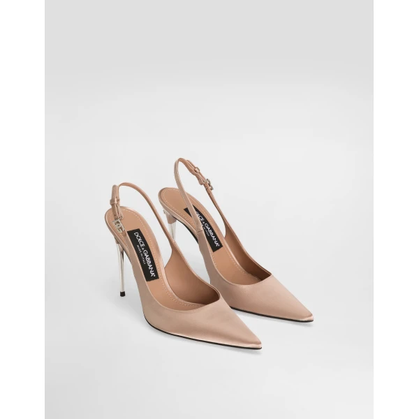Beige Dolce & Gabbana Satin slingbacks, view 2 | Heels