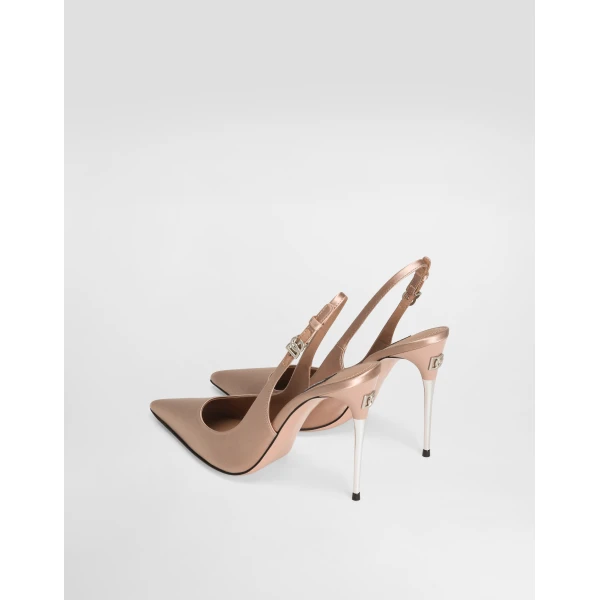 Beige Dolce & Gabbana Satin slingbacks, view 3 | Heels