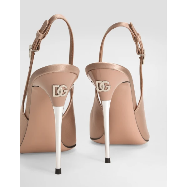 Beige Dolce & Gabbana Satin slingbacks, view 4 | Heels