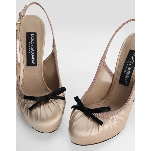 Beige Dolce & Gabbana Satin slingbacks, view 4 | Heels