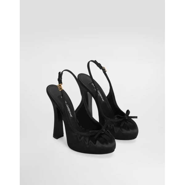 Black Dolce & Gabbana Satin slingbacks, view 2 | Heels