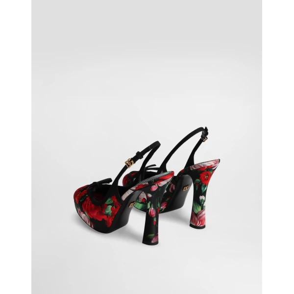 Print Dolce & Gabbana Satin slingbacks, view 3 | Heels