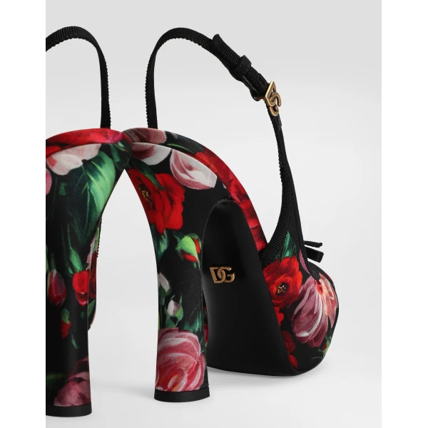 Print Dolce & Gabbana Satin slingbacks, view 5 | Heels