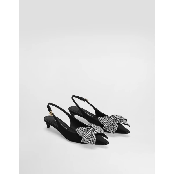 Multicolour Dolce & Gabbana Satin slingbacks with rhinestone embellishment, view 2 | Heels