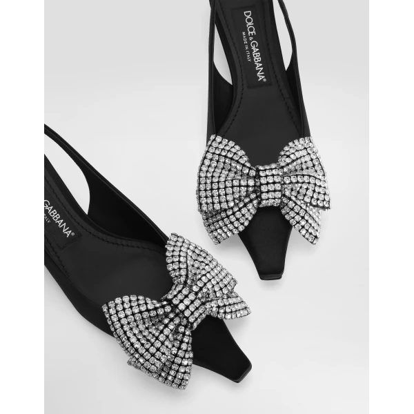 Multicolour Dolce & Gabbana Satin slingbacks with rhinestone embellishment, view 4 | Heels