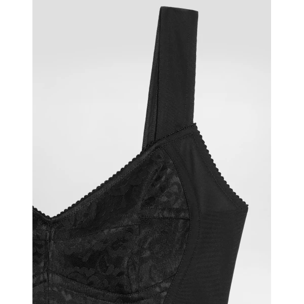 Black Dolce & Gabbana Sheath dress in elastic fabric and lace, view 3 | Dresses