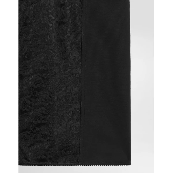 Black Dolce & Gabbana Sheath dress in elastic fabric and lace, view 4 | Dresses