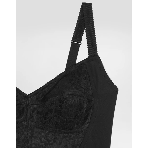 Black Dolce & Gabbana Sheath dress in stretch fabric and lace, view 3 | Dresses